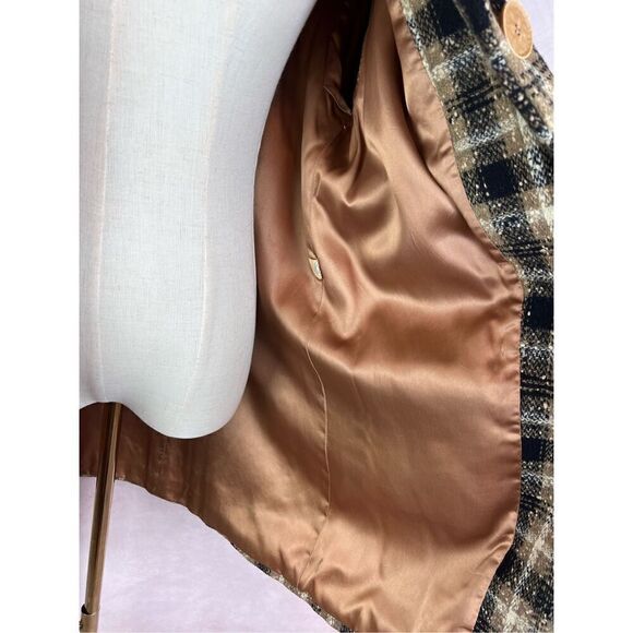 Vintage 1950s Plaid Wool Outer Coat Mod MCM Mad Men - Picture 9 of 10